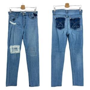 Joes 30x33 Taylor Hill Blue Medium Wash High Rise Straight Patch Lace Jeans